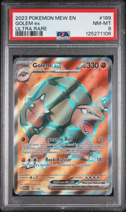 Golem Ex Ultra Rare Pokemon Mew En-151 189/165 PSA 8 - Image 1