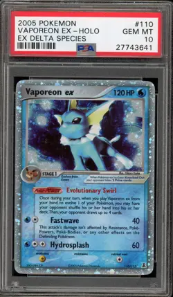 Pokemon Vaporeon ex EX Delta Species Holo Ultra Rare #110 PSA 10 Gem Mint - Image 1