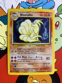 Pokemon TCG 1995 Ninetales Base Set Holo Rare 12/102 MP/LP Condition - Image 1