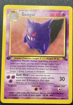 Pokemon Gengar 20/62 Fossil Non-Holo Rare 1st Edition LP / MP - Image 1