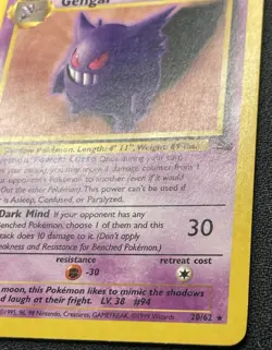Pokemon Gengar 20/62 Fossil Non-Holo Rare 1st Edition LP / MP - Image 5