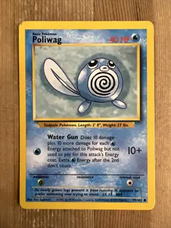 Pokemon TCG Poliwag Base Set 59/102 Regular Unlimited Common VLP - Image 1