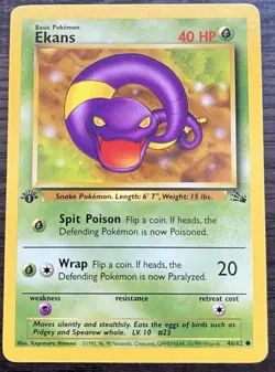 1st Edition Ekans 46/62 Pokemon TCG WOTC Base Set Fossil MINT - Image 1