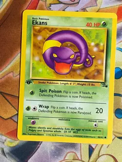 Ekans 46/62 1st Edition Fossil Set Pokemon NON HOLO TCG NM - Image 1