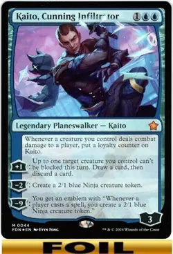 1x - Kaito, Cunning Infiltrator - FOIL #44 - + Token - Foundations - NM MTG - Image 1