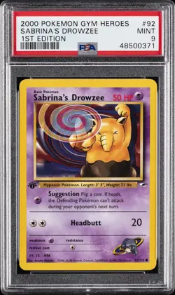 2000 POKEMON GYM HEROES 1ST ED #92 SABRINA'S DROWZEE PSA 9 - Image 1