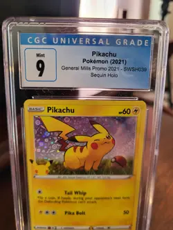 Pokemon CGC 9 Mint Pikachu Black Star Promo SWSH039 General Mills 2021 - Image 2
