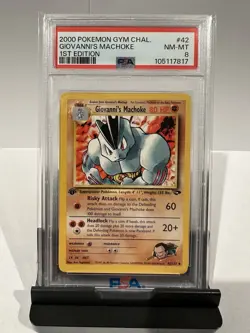 Pokemon 1st Edition Giovanni’s Machoke Gym Challenge Set 42/132 - PSA 8 NM-Mint - Image 1