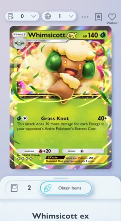 Pokemon Pocket TCG | Mega Rising | Whimsicott Ex | 4 Diamond | DIGITAL CARD ONLY - Image 1