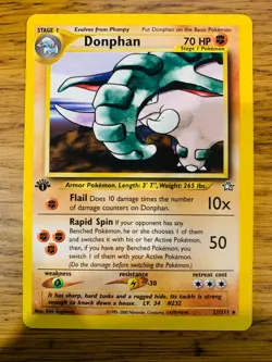 NM! 1st Edition Donphan (21/111) Neo Genesis Set Rare Pokemon Card! FAST P&P! - Image 1