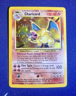 Charizard Base Set Unlimited Holo Rare MP, Pokemon TCG 4/102 - Image 1