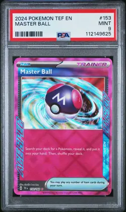 2024 POKEMON TEF EN-TEMPORAL FORCES #153 MASTER BALL PSA 9 - Image 1