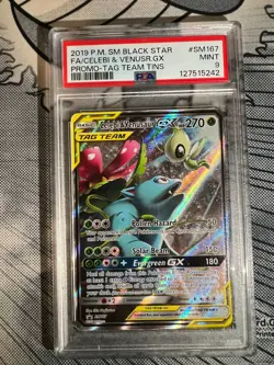 Celebi & Venusaur GX #SM167 Pokemon Promo Card Tag Team - PSA Grade 9 MINT - Image 1