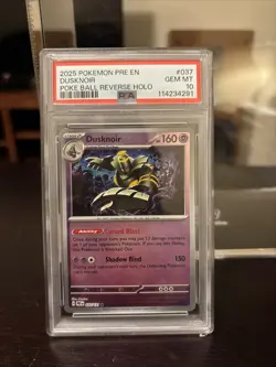 2025 Pokemon Pre En Dusknoir Poke Ball Reverse Holo PSA 10 - Image 1