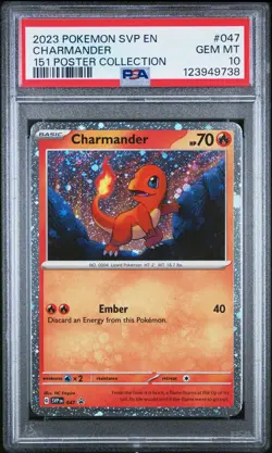 2023 POKEMON SVP EN-SV BLACK STAR PROMO 151 POSTER COLL #047 CHARMANDER PSA 10 - Image 1