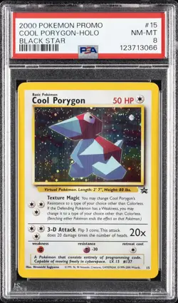 2000 POKEMON PROMO BLACK STAR #15 COOL PORYGON-HOLO PSA 8 - Image 1