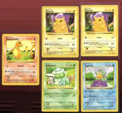 Pikachu Bulbasaur Charmander Squirtle Shadowless Base Pl 44 46 58 63/102 Pokemon - Image 1