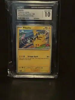 2024 Pokemon Black Star Promos World Championships Pikachu #190 CGC 10 GEM MINT - Image 1