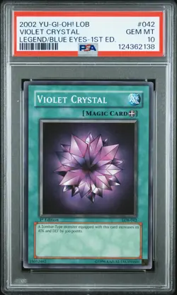 2002 YU-GI-OH! LOB-LEGEND OF BLUE EYES WHITE DRAGON 1ST ED VIOLET CRYSTAL PSA 10 - Image 1