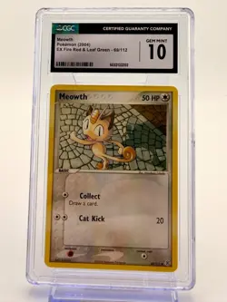 Meowth Pokemon Card 2004 EX Fire Red & Leaf Green CGC 10 GEM MINT - Image 1