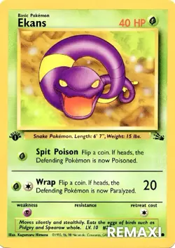 Ekans - 46/62 - Common - 1st Edition NM/VLP+ English Pokemon Fossil Card - Image 1
