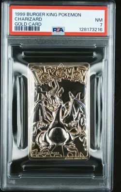 1999 BURGER KING POKEMON GOLD CARDS CHARIZARD PSA 7 - Image 1