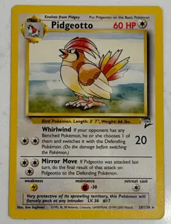 PIDGEOTTO - 28/130 - Base Set 2 - Rare - Pokemon Card - Unlimited Vintage NM - Image 1