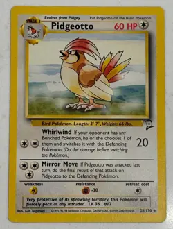 PIDGEOTTO - 28/130 - Base Set 2 - Rare - Pokemon Card - Unlimited Vintage NM - Image 2