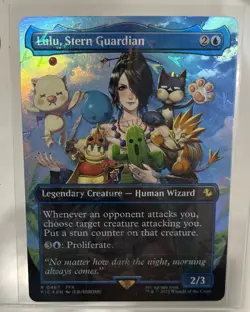 Lulu, Stern Guardian (Borderless) (Chocobo Track Foil) R 467 Commander: FF MTG - Image 1