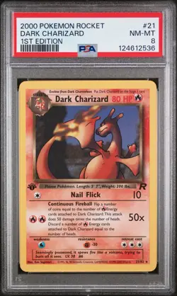 2000 POKEMON ROCKET 1st EDITION DARK CHARIZARD 21/82 PSA 8 - Image 1