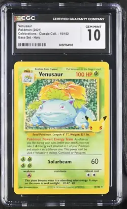 CGC 10 VENUSAUR 15 CELEBRATIONS CLASSIC COLLECTION HOLO POKEMON GEM MINT BM - Image 1