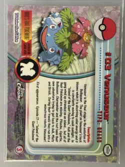VENUSAUR 2000 TOPPS CHROME POKEMON TV ANIMATION EDITION #03 High Grade - Image 2