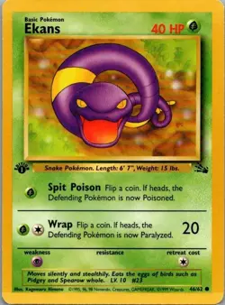 Ekans 1999 Pokemon Fossil 1st Edition 46/62 - Image 1