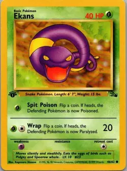 Ekans 1999 Pokemon Fossil 1st Edition 46/62 - Image 3