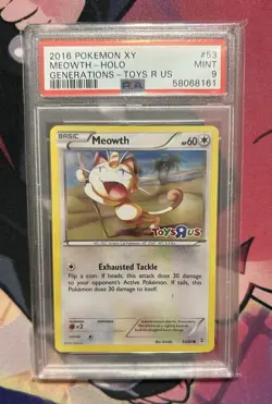 Meowth Pokemon XY Generations Toys R Us Stamped 053 Holo PSA 9 MINT (CB) - Image 1