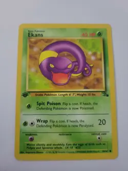 Pokemon TCG Ekans 46/62 Fossil 1st Edition Common Grass WOTC LP - Image 1