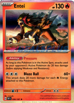 NM Pokemon Obsidian Flames Entei Holo Rare 030 - Image 1