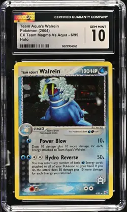 CGC 10 GEM MINT Team Aqua's Walrein 6/95 Team Magma vs Team Aqua Holo Pokemon - Image 1