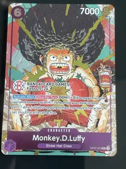 One Piece TCG Monkey.D.Luffy BANDAI CARD FEST 25-26 PROMO STAMPED RESERVED!! - Image 1
