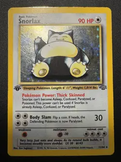 Pokemon TCG Snorlax Jungle Holo Card 11/64 First Edition - Image 1