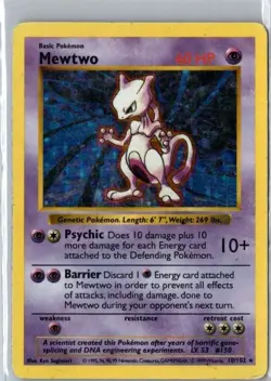 Pokemon TCG Base Set Mewtwo Holo Card 10/102 Vintage Rare Unlimited 1999 - Image 1