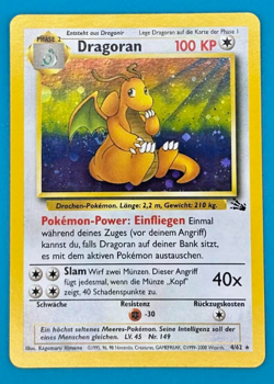 Pokemon TCG Dragonite Fossil Holo Unlimited Rare Card 4/62 1999 Vintage - Image 1