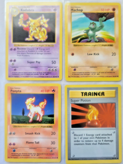 Pokemon 1999 Shadowless Base Set Lot Kadabra (32), Machop (52), Ponyta (60), Tra - Image 1