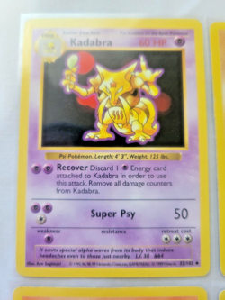 Pokemon 1999 Shadowless Base Set Lot Kadabra (32), Machop (52), Ponyta (60), Tra - Image 3