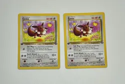 First 1st Edition Lot 2 Eevee 51/64 Jungle Pokemon 1999 Vintage TCG WOTC LP - Image 1