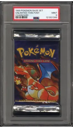 Pokemon 1999 English Base Set Booster Pack PSA 9 Charizard Art RARE THIN FONT - Image 1