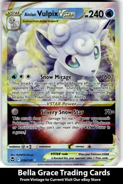 Alolan Vulpix VSTAR #034/195 SWSH12: Silver Tempest Pokemon Ultra Rare - Image 1