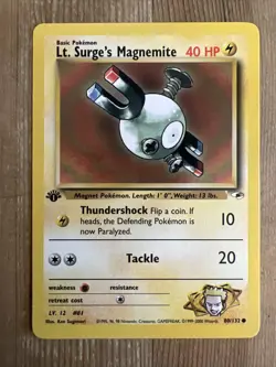 Pokemon TCG Lt. Surge's Magnemite Gym Heroes 80/132 Regular 1st Edition VLP - Image 1