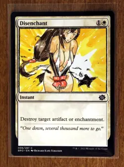 Disenchant Altered Art Hand Painted MTG Magic the Gathering Anime Girl Tifa FF - Image 1
