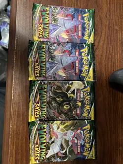 Lot of 4 SWSH Evolving Skies Booster Packs Factory Sealed Pokemon TCG - Image 1